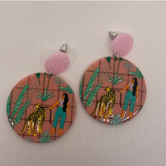 ⭐️✨✨ FREE Leopard Cheetah Peasant Art Hipster Hippie Hip Cat Woman Boho Earrings - Picture 3 of 8